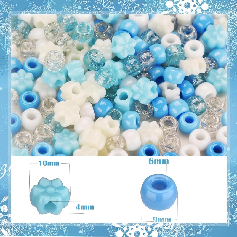 FINEWEN Winter Pony Beads(1200Pcs),Blue and White Pony Beads for Hair Braids, Bracelets Making, Friendship Necklace Earrings Crafts DIY - Image 2